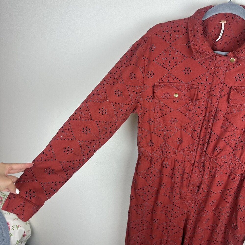 Free People Rust Eyelet Utility Jumpsuit - Picture 4 of 8
